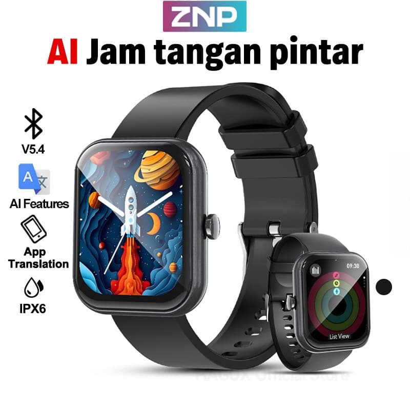 ZNP P01 AI Relógio esportivo inteligente IPX6 à prova d'água Relógio multifuncional AI Diálogo Tradução em tempo Real Re
