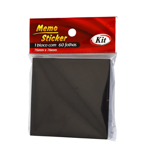 Blocos Adesivos (PostIt) - 76x76mm - Bloco com 60 folhas - Preto