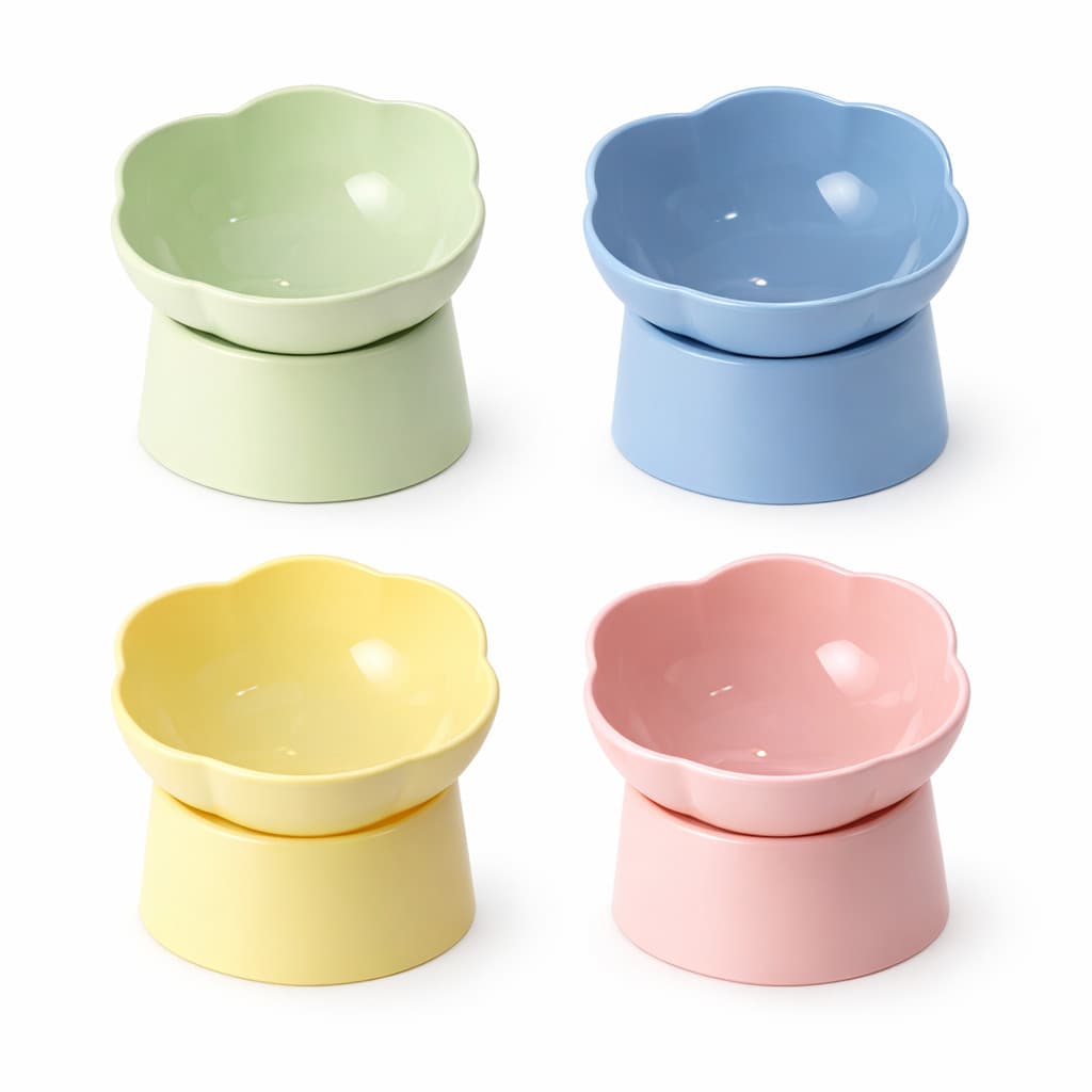 Pote Comedouro Elevado Pet Formato Flor Para Cães e Gatos Tigela Alta Antiformiga