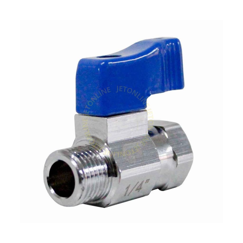 Registro Válvula Esfera Mini 1/4 BSP Macho x Fêmea Metal Passagem plena