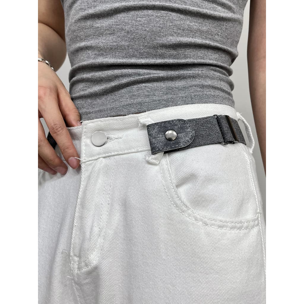 Elástico ajustável não poroso preguiçoso cinto senhoras All-match moda simples combinando Jeans invisível não perfurado