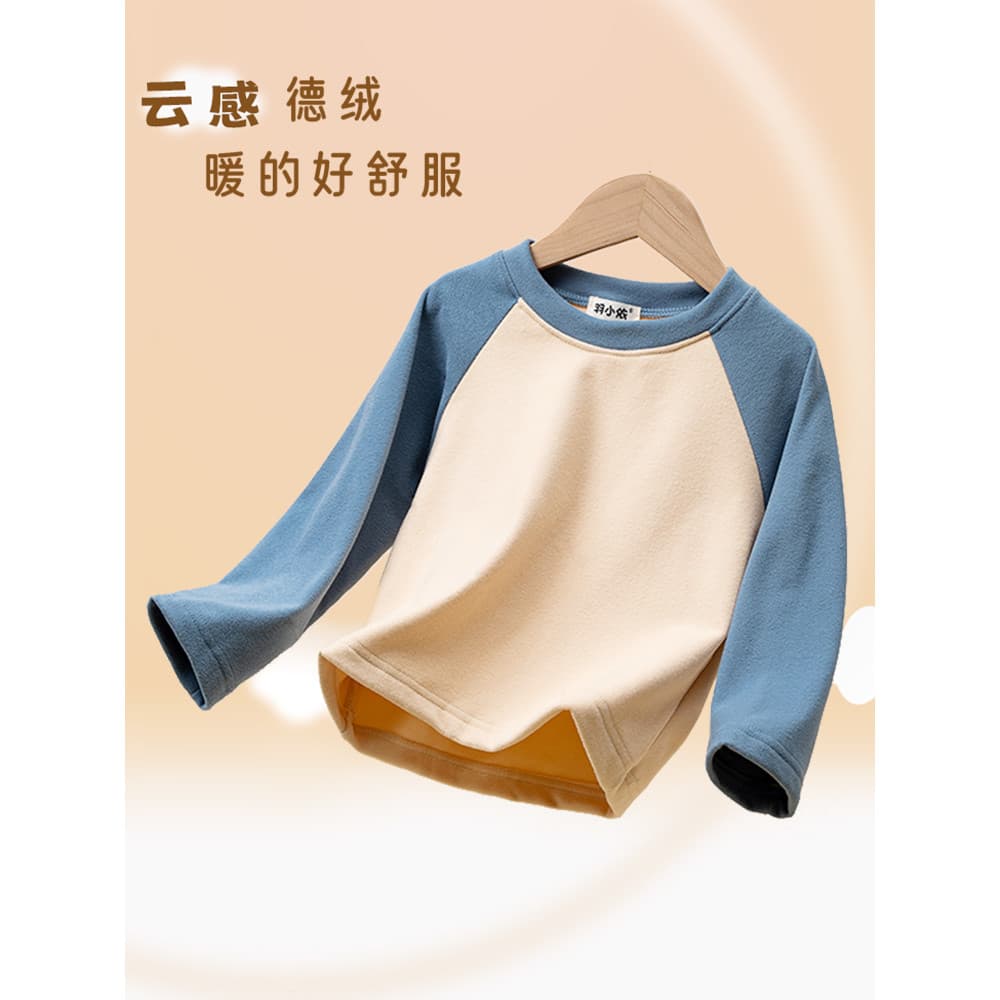Crianças crianças alemão veludo quente camiseta outono inverno meninos meninas forro de lã interno moletom grandes crian