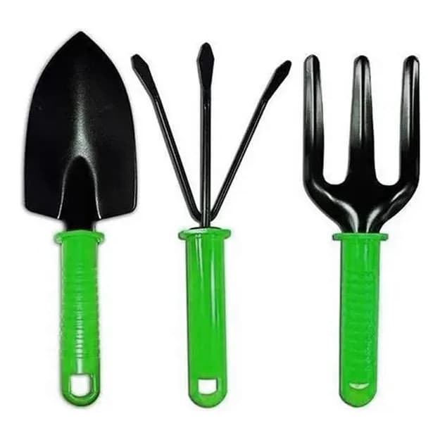 Kit de ferramentas para jardinagem 3Pçs Garfo Rastelo e Pá