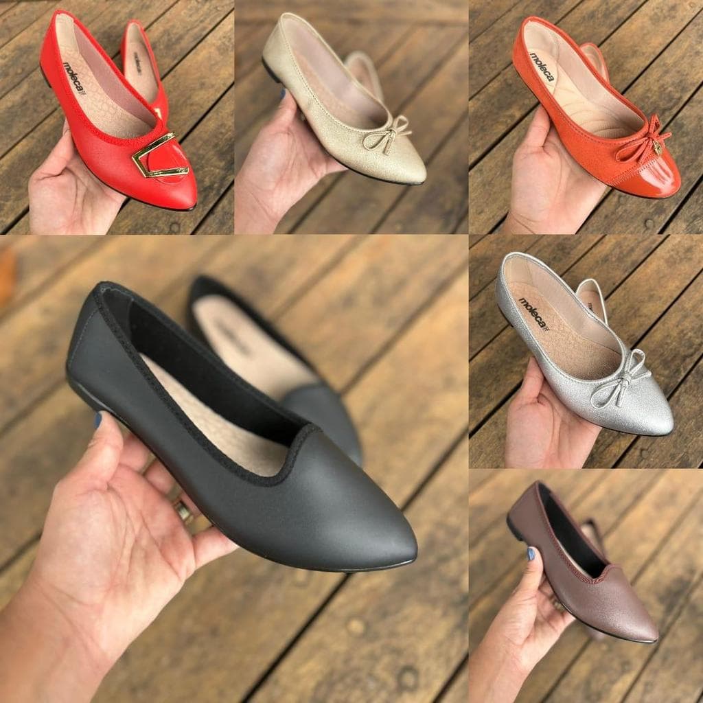 Sapatilha moleca feminina original confortável casual dia a dia trabalho leve macia clássica elegante bico fino redondo