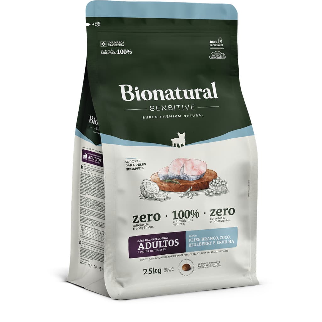 Ração Cães Bionatural Prime Sensitive Adulto Peixe Branco 2,5kg