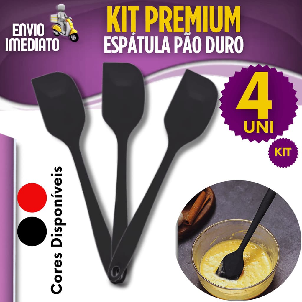 Espátula Silicone Pão Duro 1/2/3/4 Peças Raspadora Resistente Premium Cozinha Doceria Confeitaria