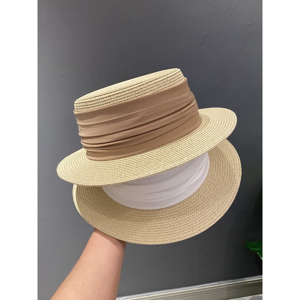 Verão pára-sol protetor solar viagem chapéu de palha feminino influenciador senhoras elegante temperamento simples de ab