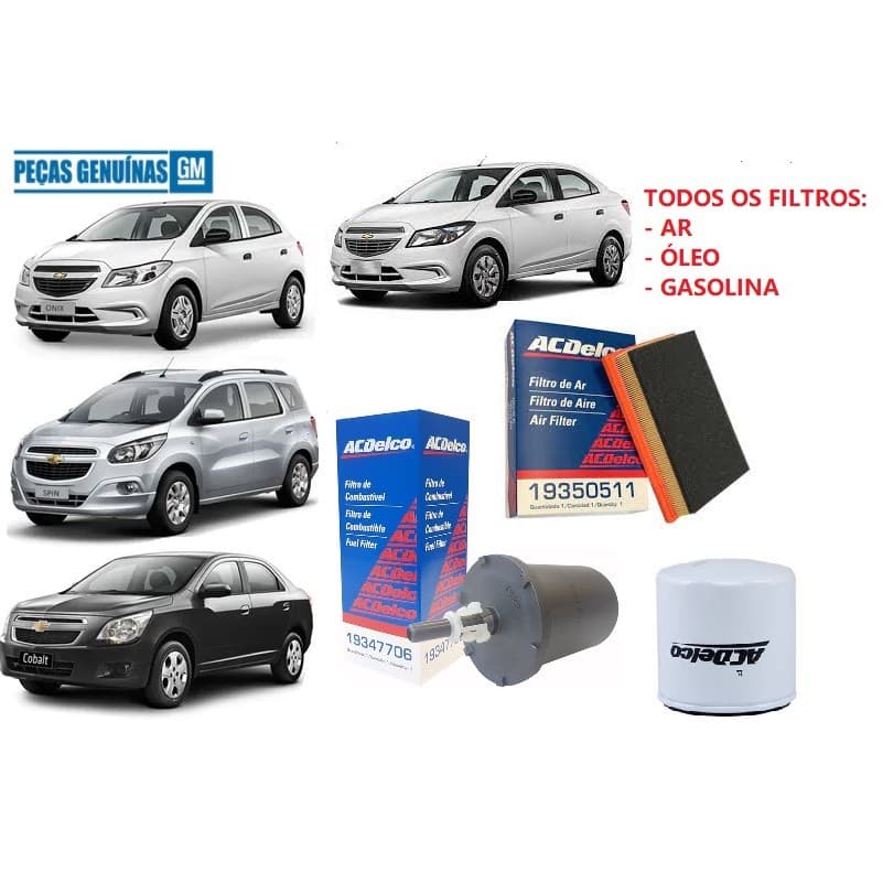 Kit 3 Filtros Onix Prisma Spin Cobalt 2012-2022 Original GM  GM