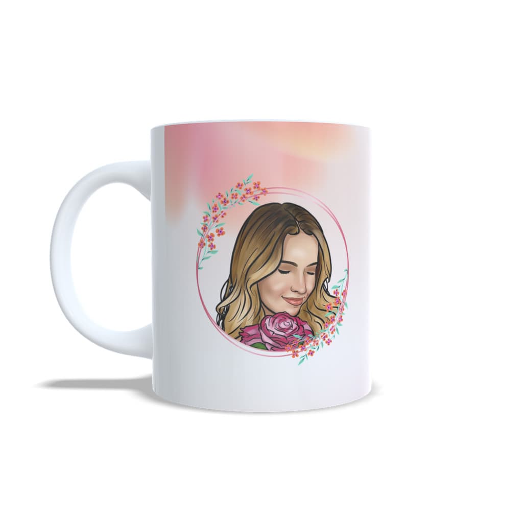Caneca Porcelana Xícara Personalizada com Seu Nome Letra Floral Presente Criativo Personalizado