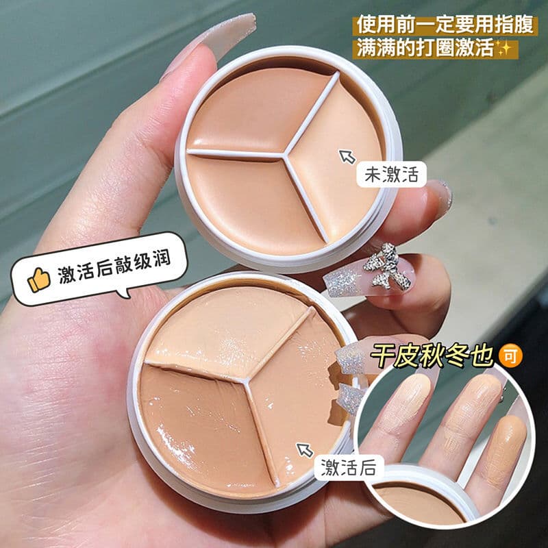 Corretivo de três cores capa olheiras marcas de Acne manchas rosto rasgo sulco estudante feminino reparação Natural pó a