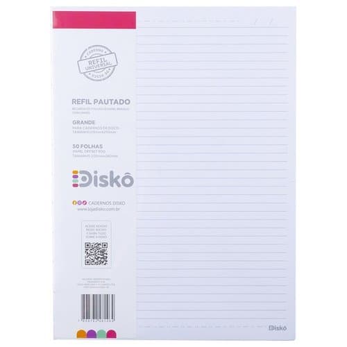 Refil Reposicionavel Disko 50 Folhas Papel Pautado Grande Escolar Organizado