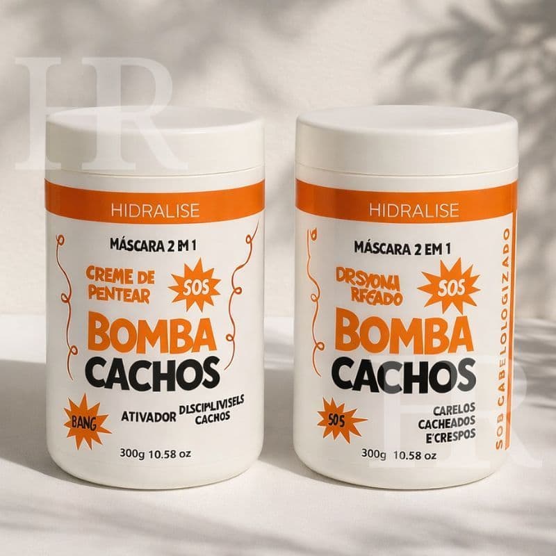 Kit c/ 2 Creme de Pentear SOS Bomba Cachos Cacheados e Crespos Hidralize 1kg Cada