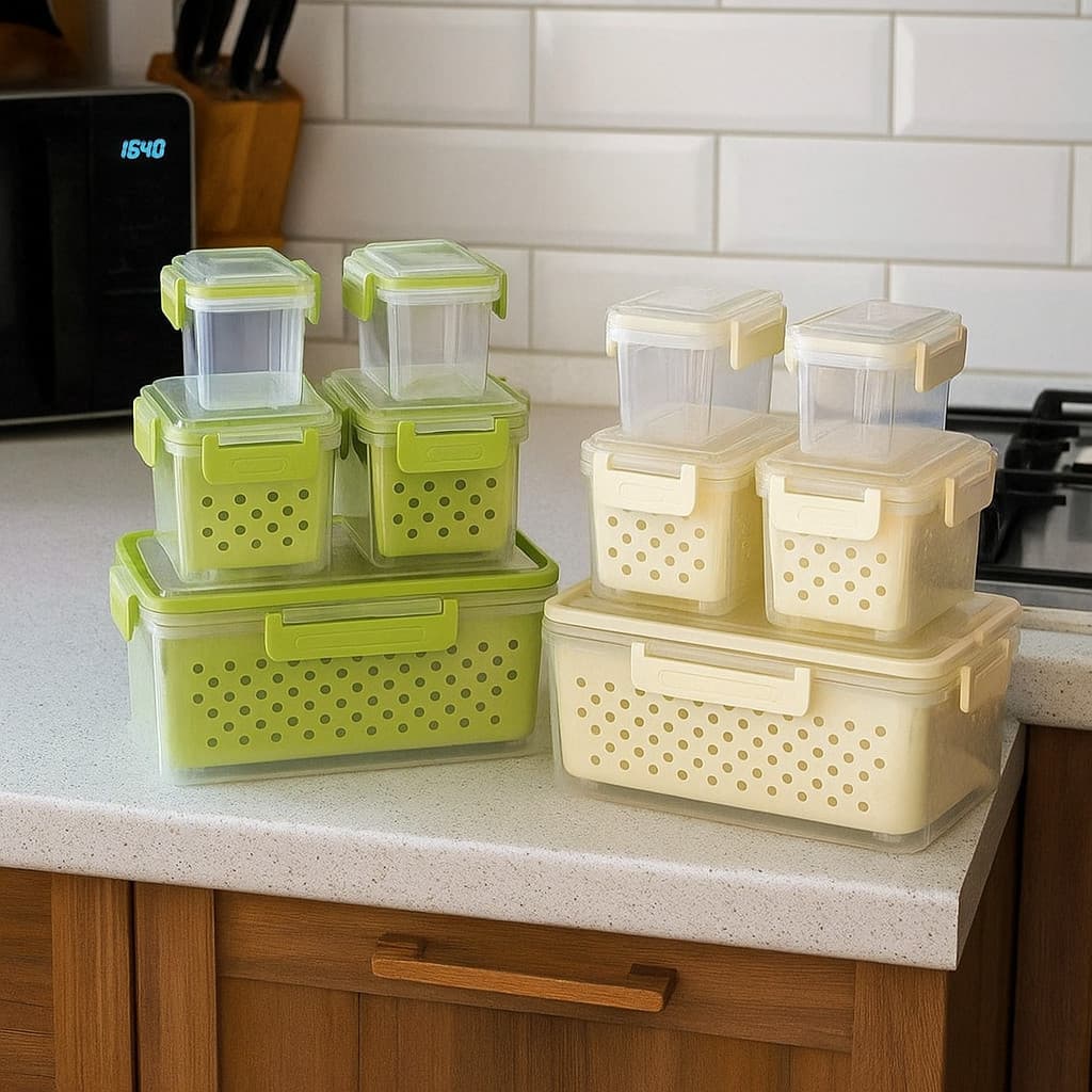 Kit 5 Potes Alimentos Conserva Guarda Cozinha Recipiente Organizador Plástico Cesto Armazena
