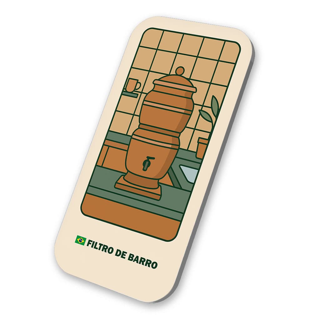 Imã Filtro de Barro Simbolo Brasileiro 3x6cm De Metal Souvenir Decorativo Geladeira
