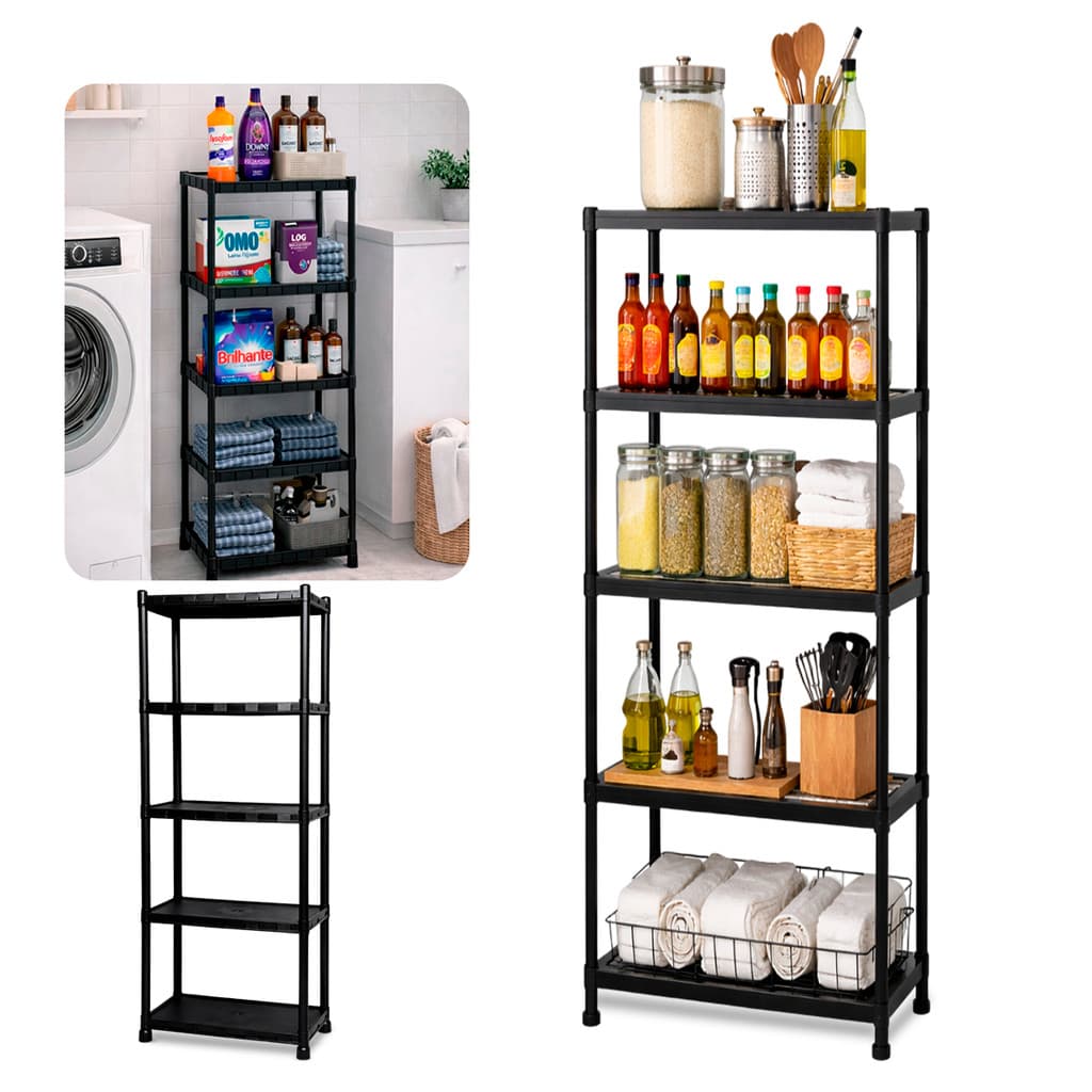 Estante Prateleira Modular Multiuso Organizadora de Plástico Com Pezinhos 5 Andares