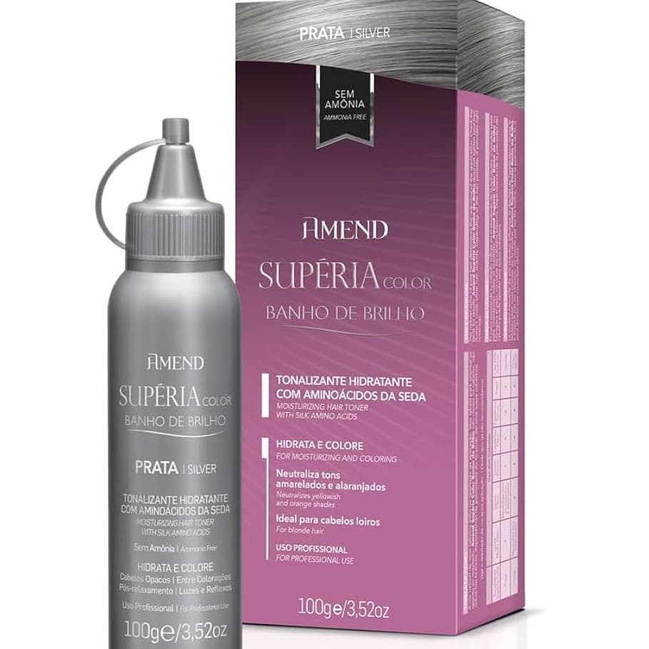 Banho De Brilho Amend Cosmetics Supéria Color Cinza Sem Amonia 100g