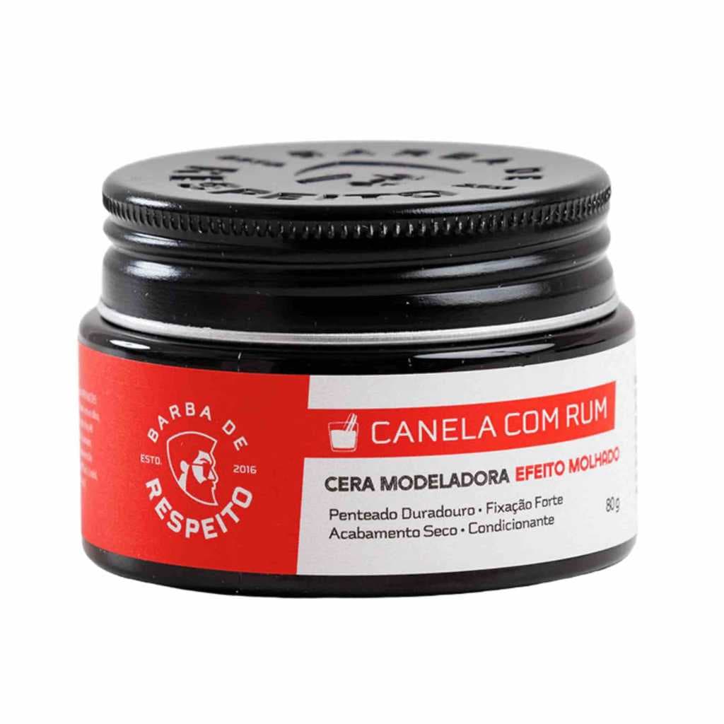 Cera Modeladora Efeito Molhado para Cabelo Barba de Respeito Canela com Rum Penteado Duradouro Fixação Forte 80g