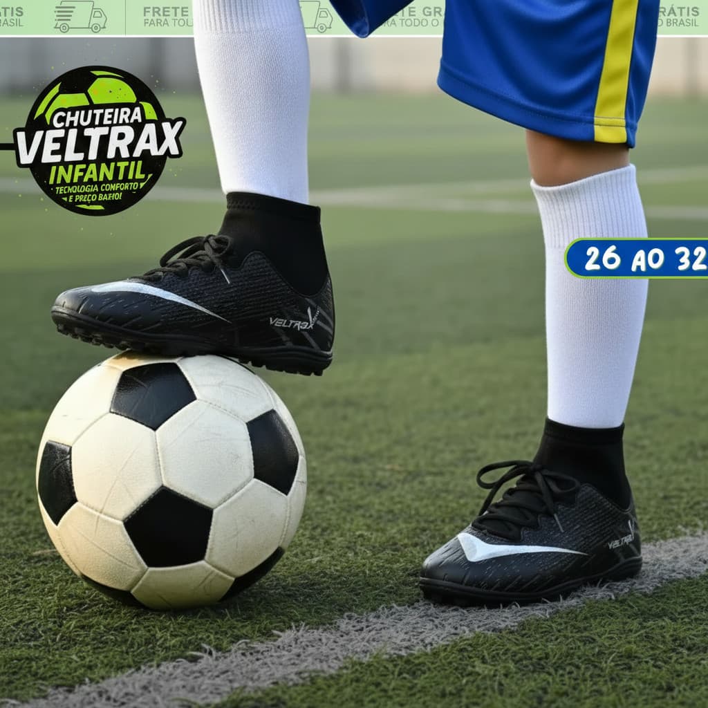Chuteira Infantil Society 26 ao 33 Sintético Campo Dupla COstura - Envio Rápido