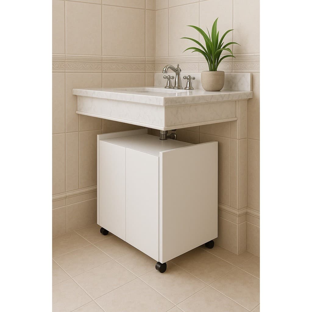 Mini multiuso eccos Branco Pequeno compacto Com rodizios 2 Portas