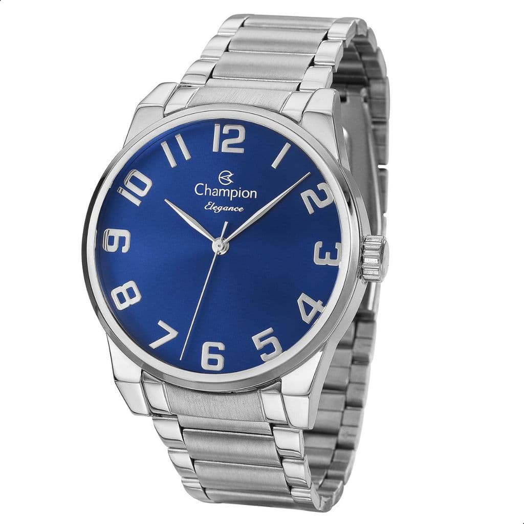 Relógio Masculino Champion Prata Azul CN27652F Prova D'Água Relógio Casual Masculino Original