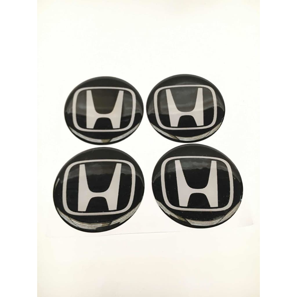 Emblema Calota Resinado Adesivo Honda 48mm Preto Jogo 4 Unid