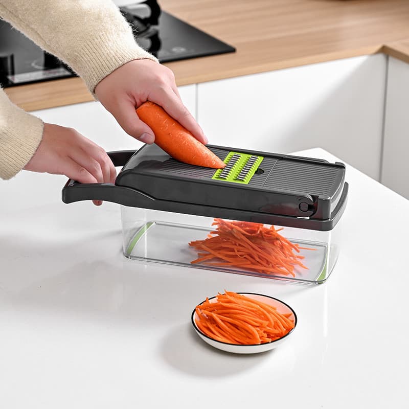 Processador Manual de Alimentos Inox com Múltiplas Lâminas 13x1  Cortes Rápidos para Saladas Legumes e Frutas