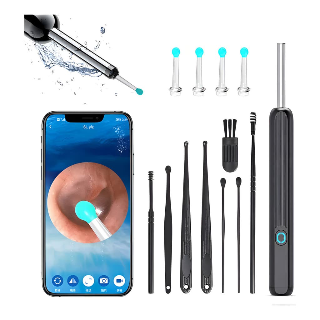 Otoscópio Digital Wifi S/ Fio Mini Câmera Recarrega Médico Cor Preto