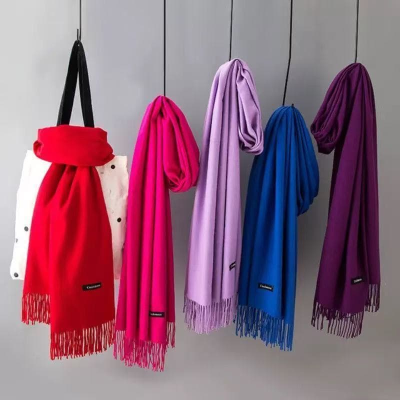 Cachecol Tipo Pashimina Echarpe Lenço Liso Inverno Moda Feminina 220garamas