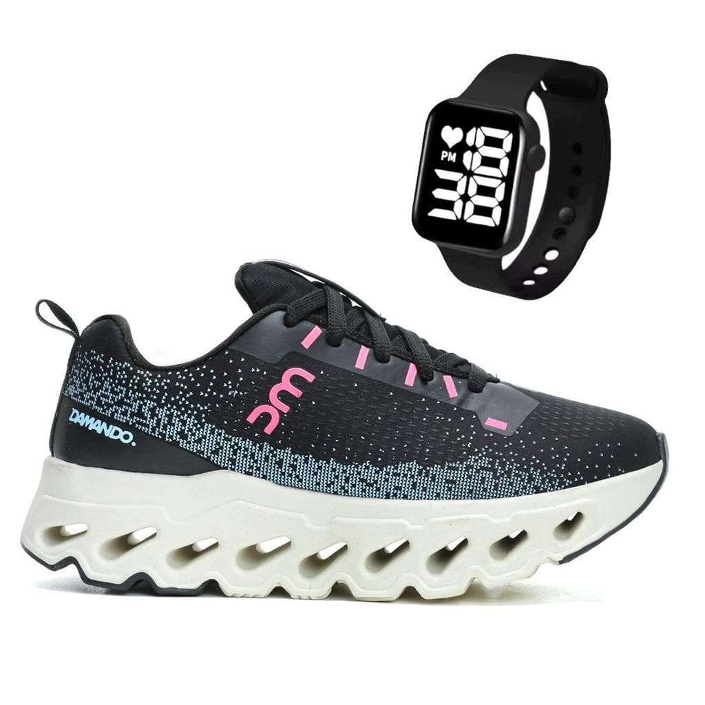 Tênis Feminino Alta Performance Academia Corrida Caminhada Leve Confortavel+ Relogio Smart