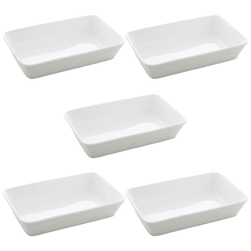 Conjunto 5 Assadeiras Travessas de Porcelana Branca 26x17cm Restaurante Buffet Lyor