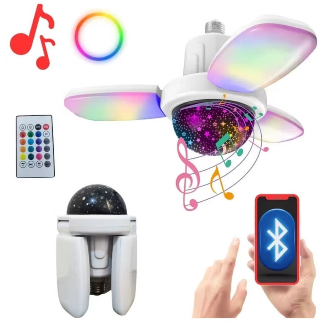 lampada led petala 35W  caixa de som bluetooth controle RAD-12690
