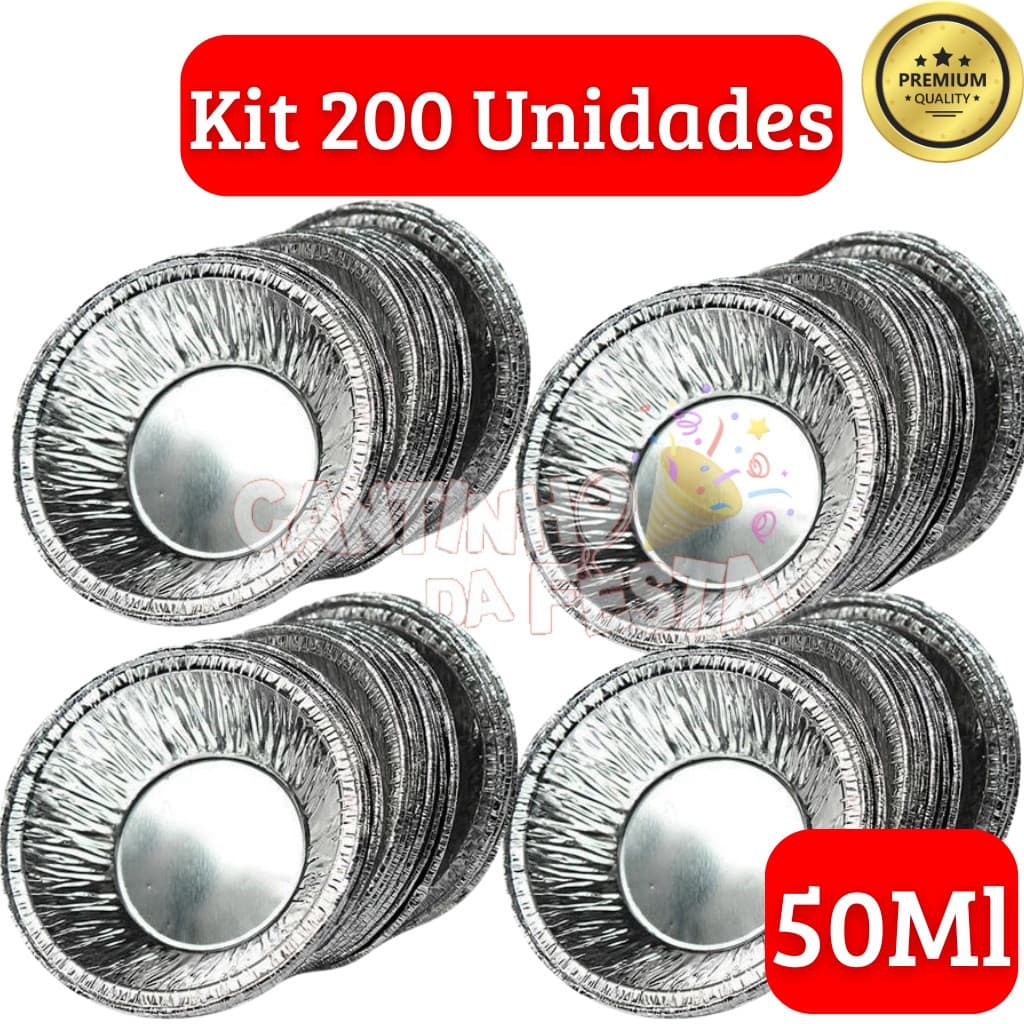 200 Forminhas para Empada Alumínio 50ml Prática Descartável Padaria Confeitaria