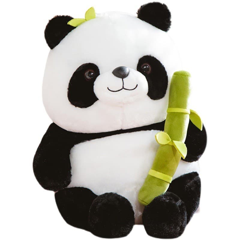 Desenho Animado Anime Panda Comendo Bambu Pelúcia Fofo Bicho De Macio Travesseiro De Dormir Decoração De Quarto Boneca A