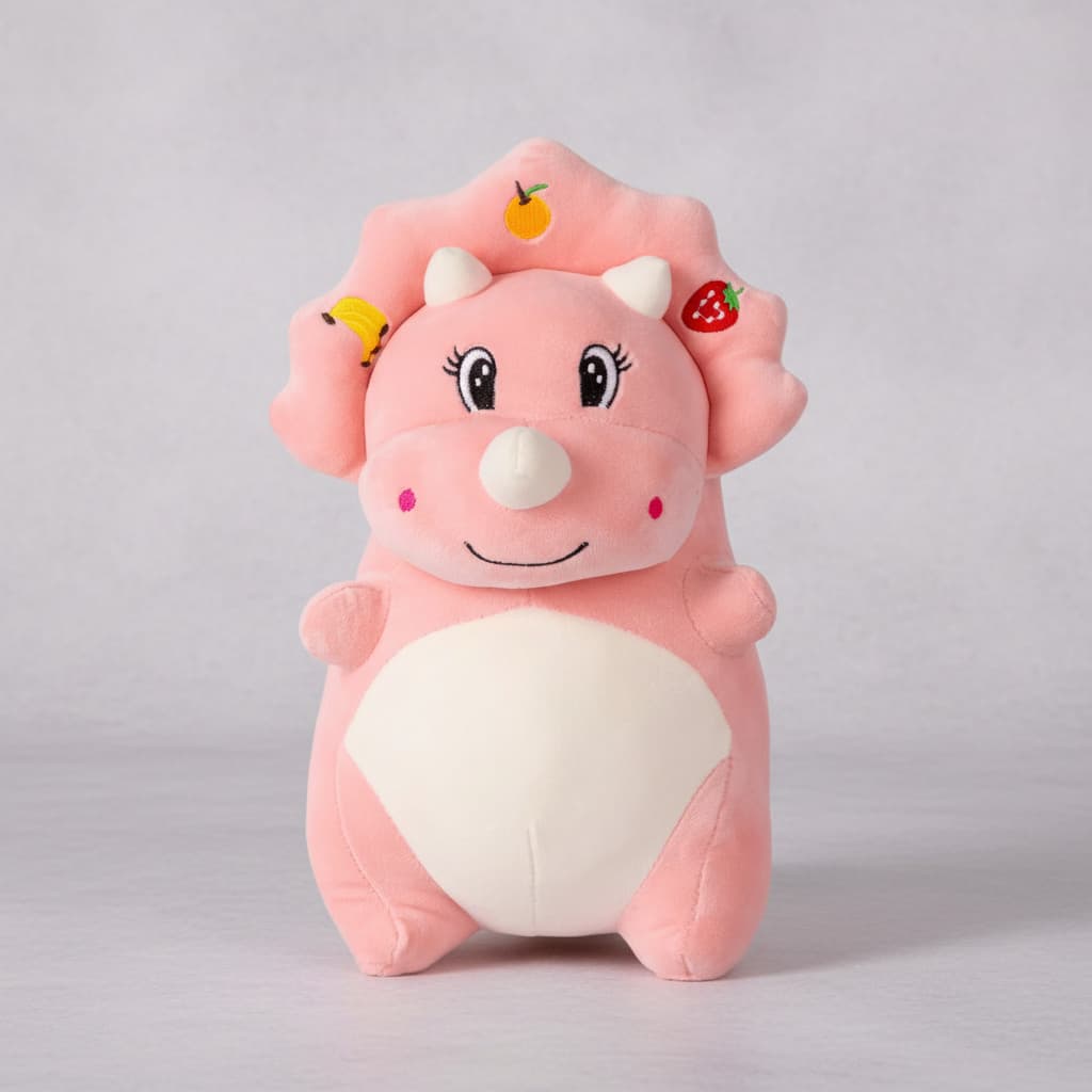 Urso de Pelúcia Dinossauro 35cm Triceratops Com Frutinhas Infantil