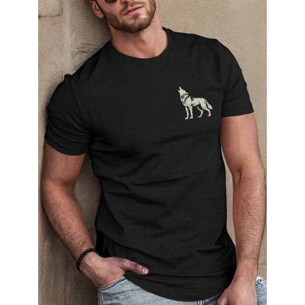 Camiseta Estampada Lobo Uivando Moda Masculina 100% Algodão Lançamento