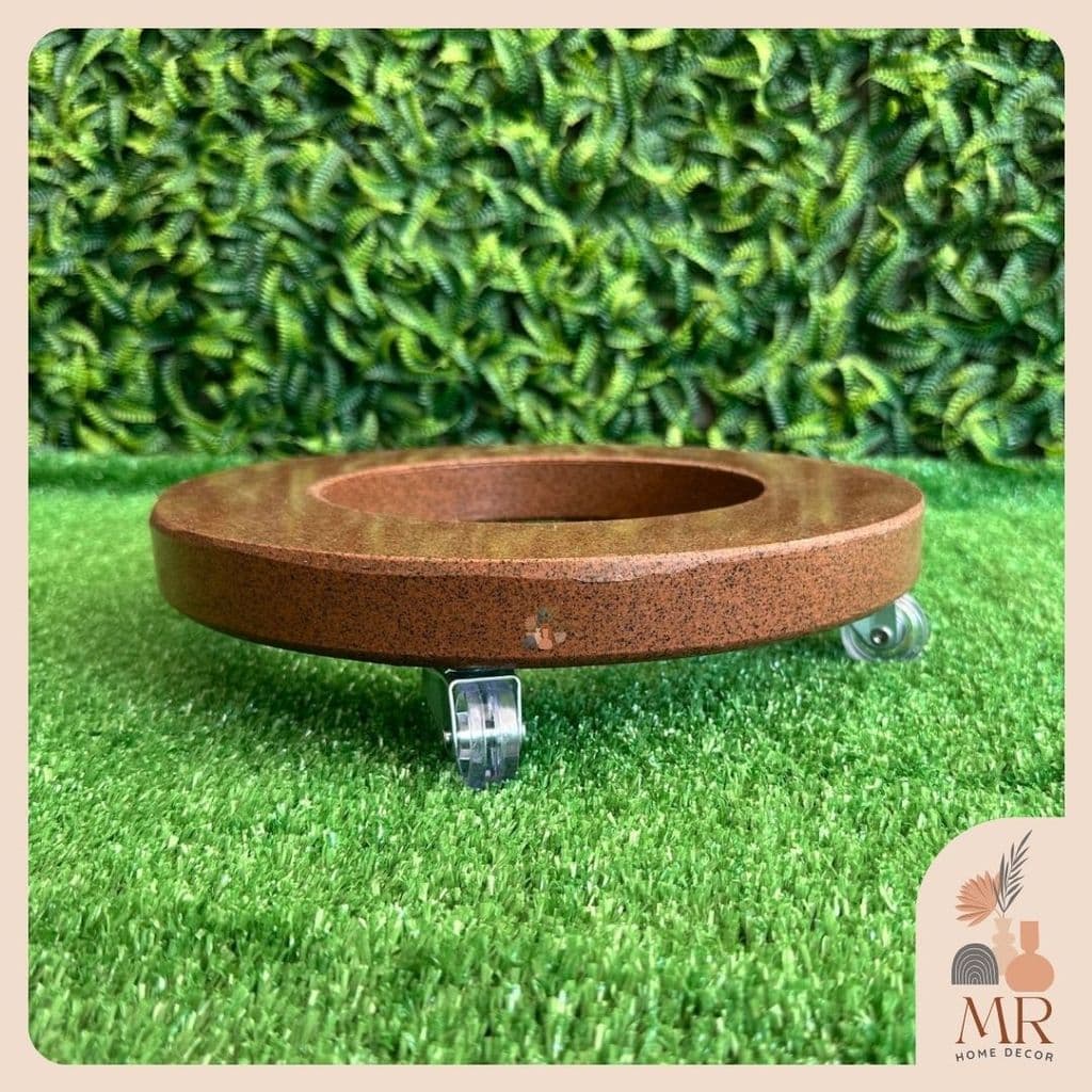 Suporte/Rodízio  de Cristal 30 cm de diâmetro de polietileno para vasos de plantas com rodinhas