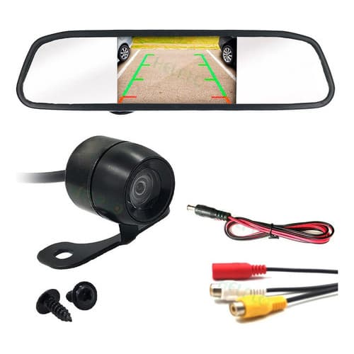 Retrovisor Visor Espelho Tela Lcd Veicular + Câmera De Ré