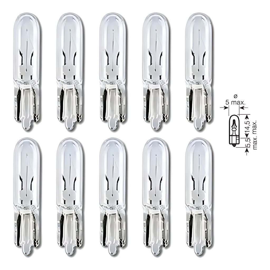 Kit 10 Lâmpadas Painel Carro Esmagada Pinguinho T5 1,2w 24v