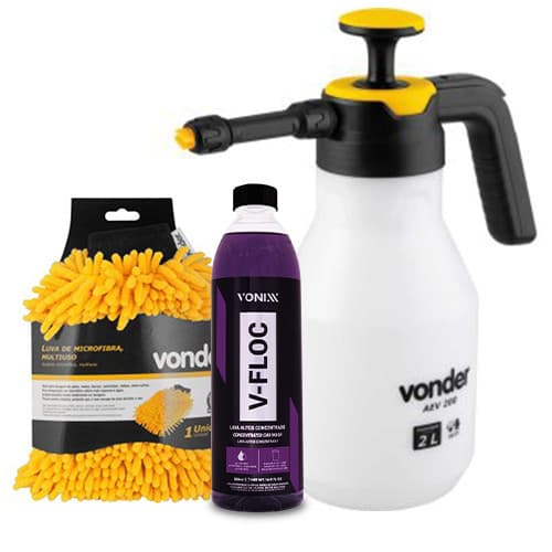 Kit Lava Carros V-Floc 500ml Vonixx + Aplicador Espuma + Luva