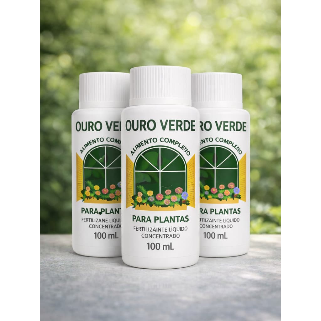 Kit 3 Adubo Ouro Verde Fertilizante Líquido  100ml para Plantas e Flores