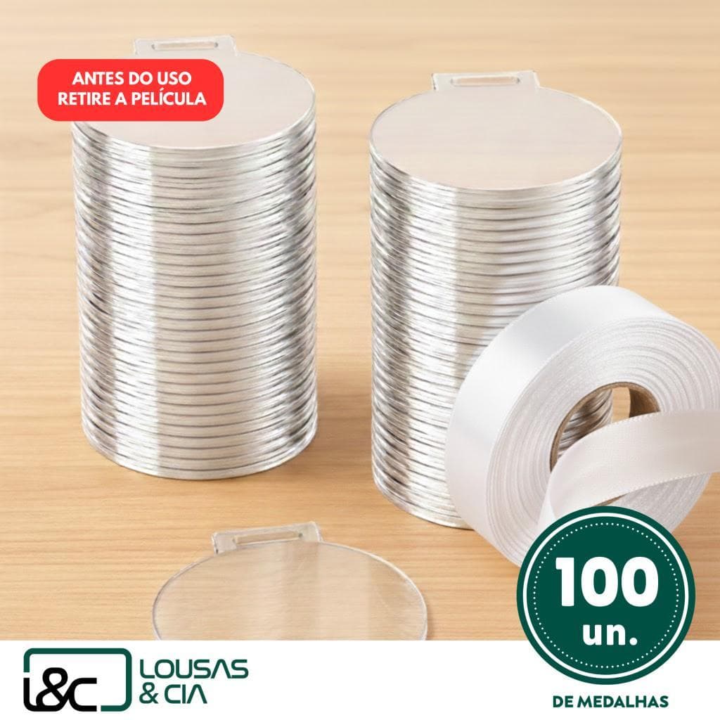 Medalha em Acrílico Transparente Kit com 100 unidades para Premiações