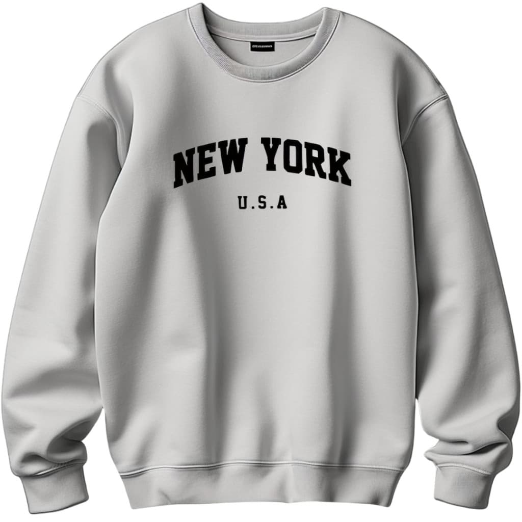 Moletom New York Gola Redonda Liso Unissex Blusa De Frio Sem Capuz Gola careca