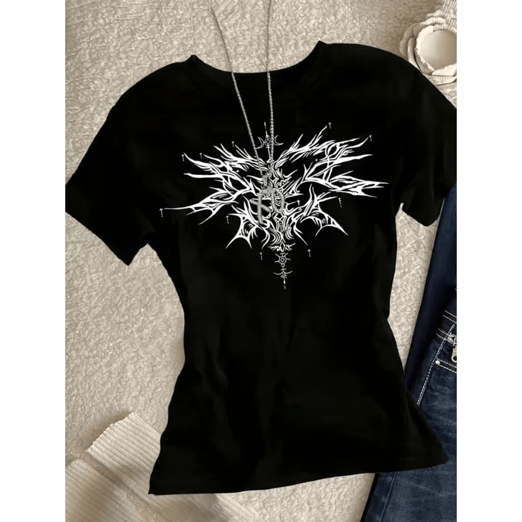 Camiseta Gótica Darkwear Aesthetic Alternativo Algodão Y2k Unissex