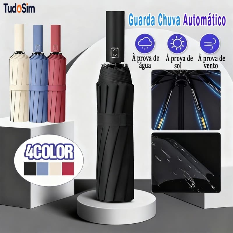 Guarda Chuva Automático Sombrinha Grande Proteção Solar Blackout Reforçado Dobrável 24 varetas Envio Imediato