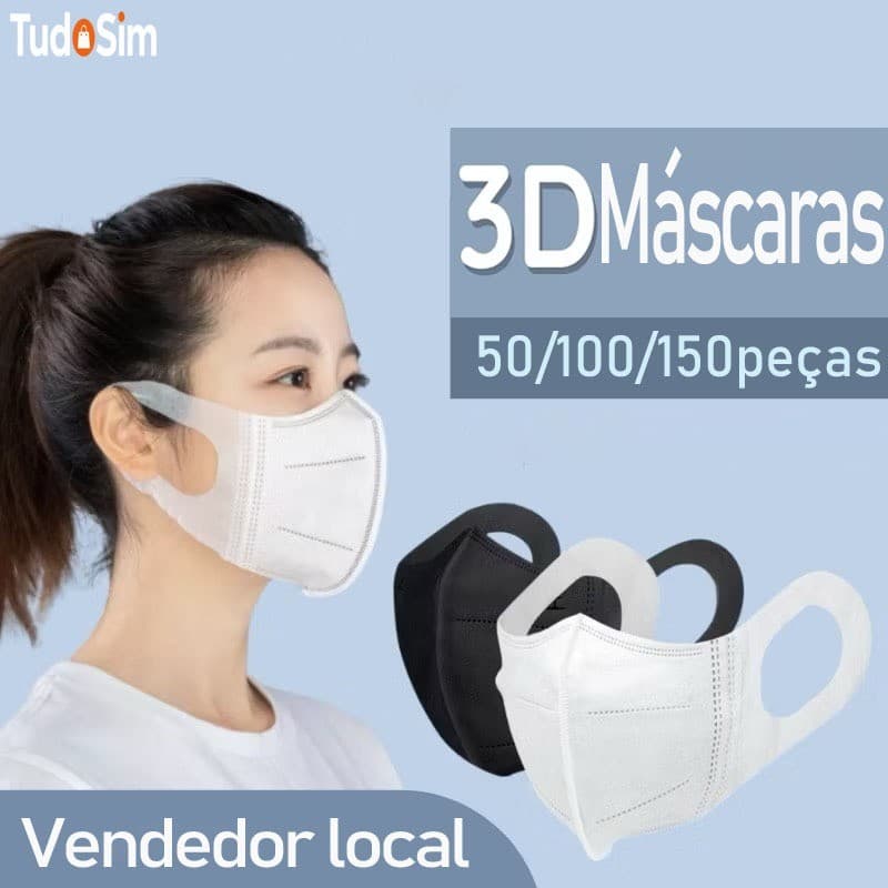 Máscara Descartavel de Proteção Adulto 3D Tripla Camada Com Clipe Nasal Modelo Coreano