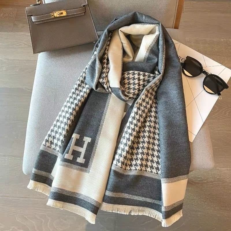 Lenço houndstooth De Alta Qualidade Para Mulheres , Xale Grande Combinado De Inverno , Versão Coreana Do Com Letras , Se