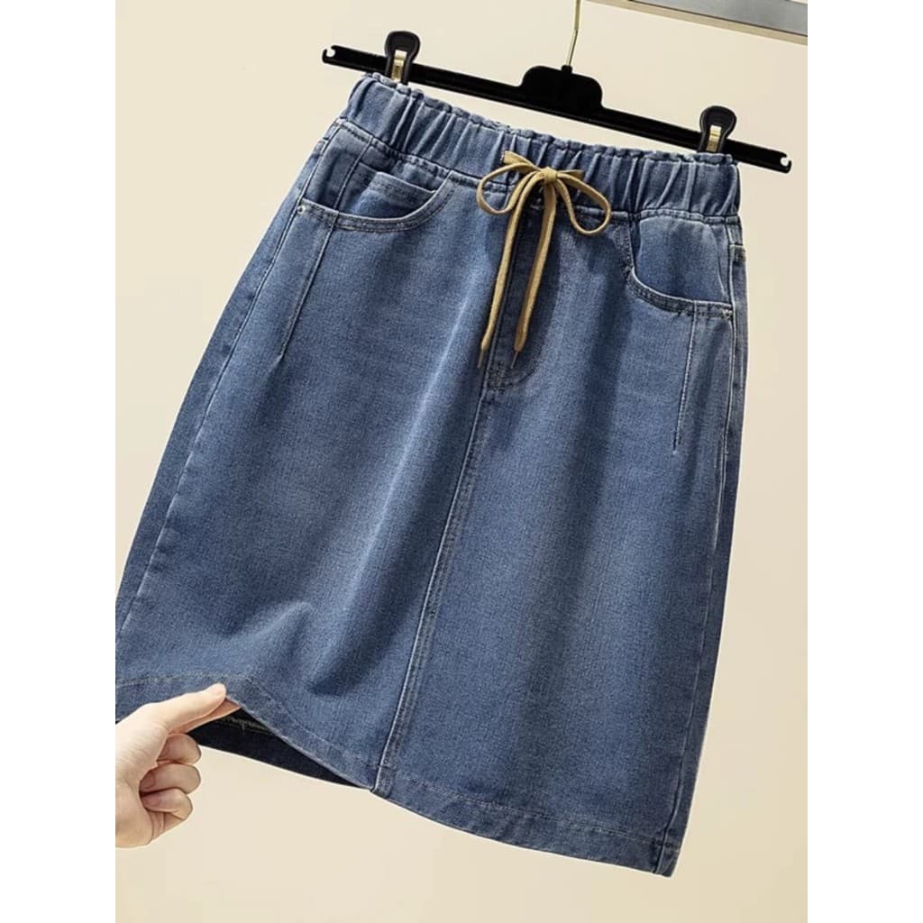 Plus Size roupas femininas 2025 irmã gorda verão novo estilo moda Denim saia cintura elástica solta mais magro olhar sai