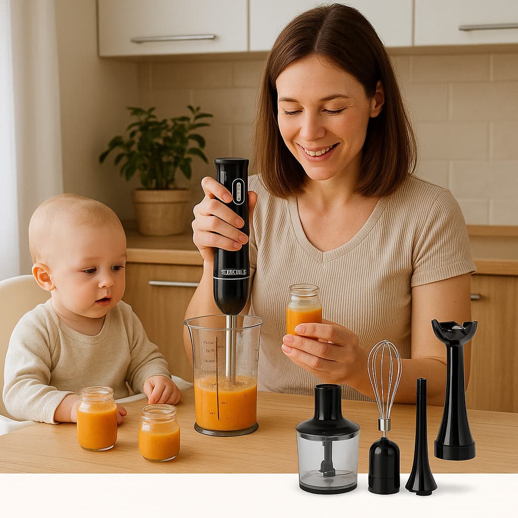 Mixer 3 Em 1 200W Triturador Processador Batedor Fouet Mixer De Mão Com Copo 700ml Mini Processador De Alimentos
