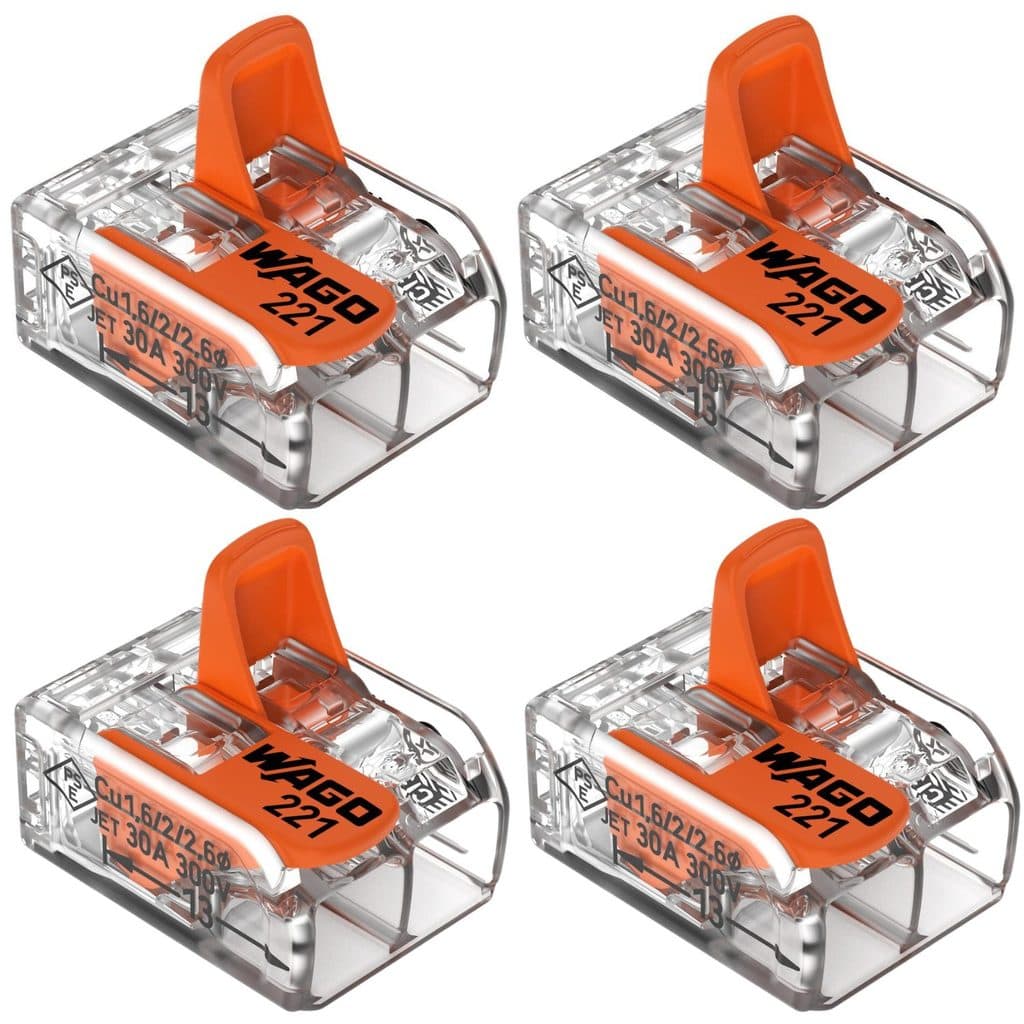 Kit 4 Conector Emenda Chuveiro 2 Vias 6mm 41a 221-612 Wago Laranja