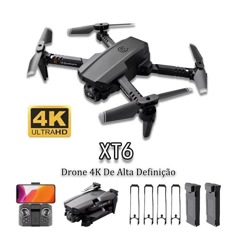 【GENAI】Drone XT6 4K HD Câmera Dupla WiFi Controle Remoto Mini Aeronave Portátil